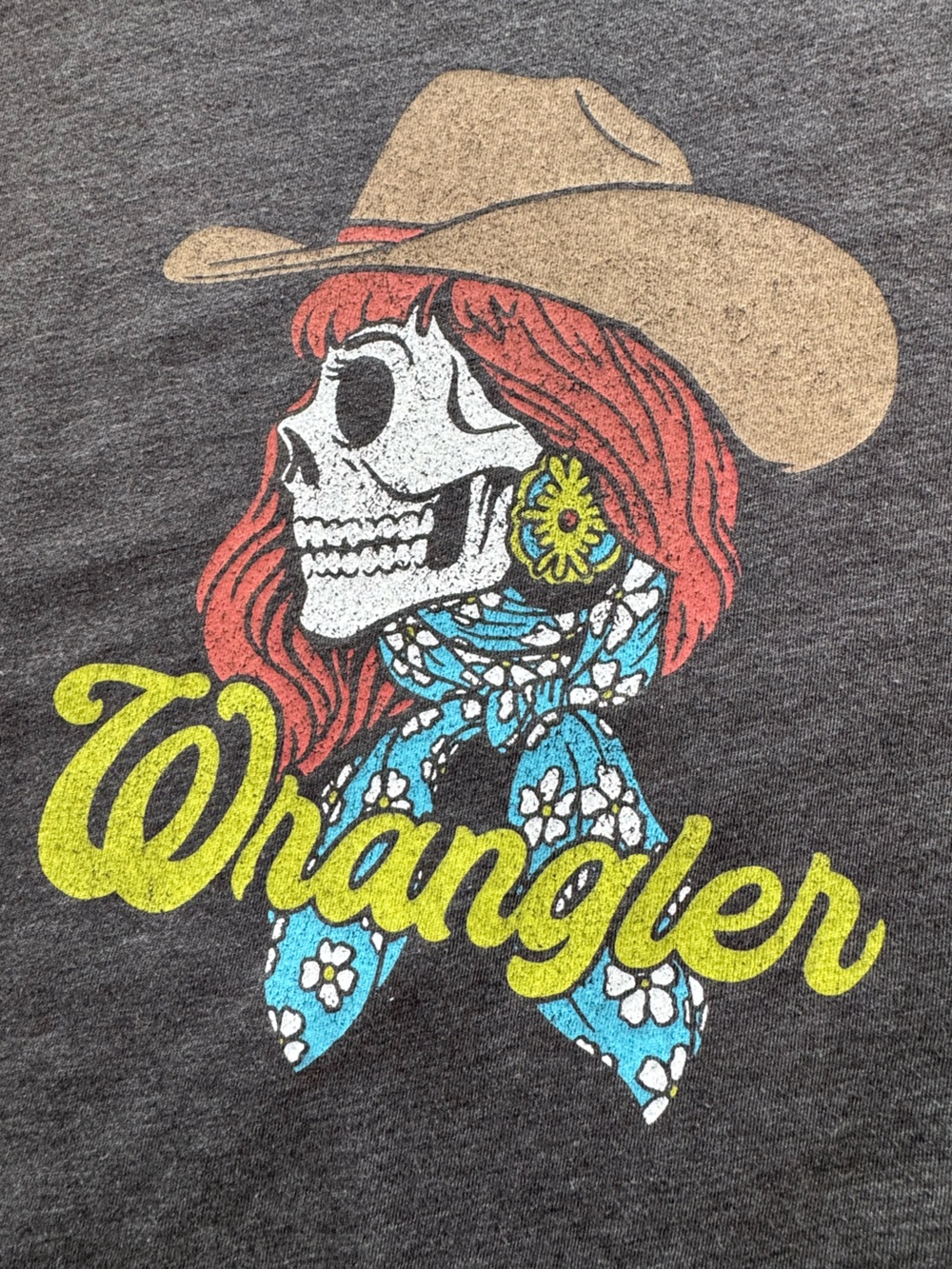 Wrangler Western Cowgirl Graphic Long Sleeve Tee Gray XL